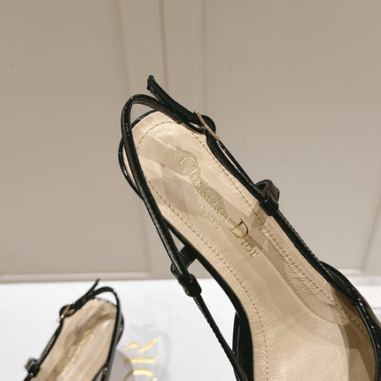 MY DD 25S SLINGBACK PUMP 50MM IN BLACK GLOSSY CALFSKIN