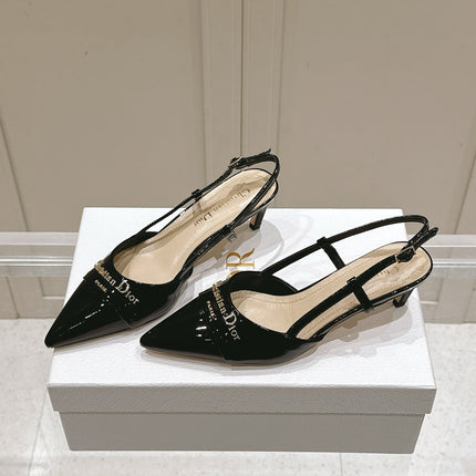 MY DD 25S SLINGBACK PUMP 50MM IN BLACK GLOSSY CALFSKIN