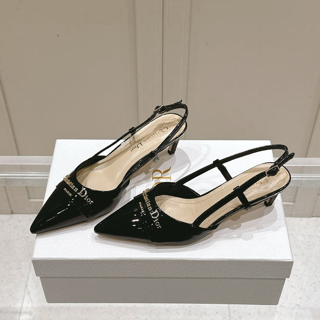 MY DD 25S SLINGBACK PUMP 50MM IN BLACK GLOSSY CALFSKIN