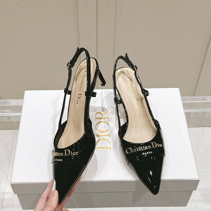 MY DD 25S SLINGBACK PUMP 50MM IN BLACK GLOSSY CALFSKIN