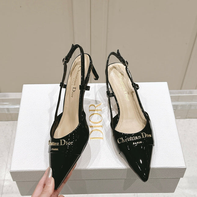 MY DD 25S SLINGBACK PUMP 50MM IN BLACK GLOSSY CALFSKIN