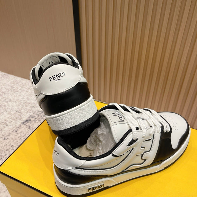 FENDI 25S MATCH SNEAKERS IN BLACK AND WHITE CALFSKIN STYLE 14