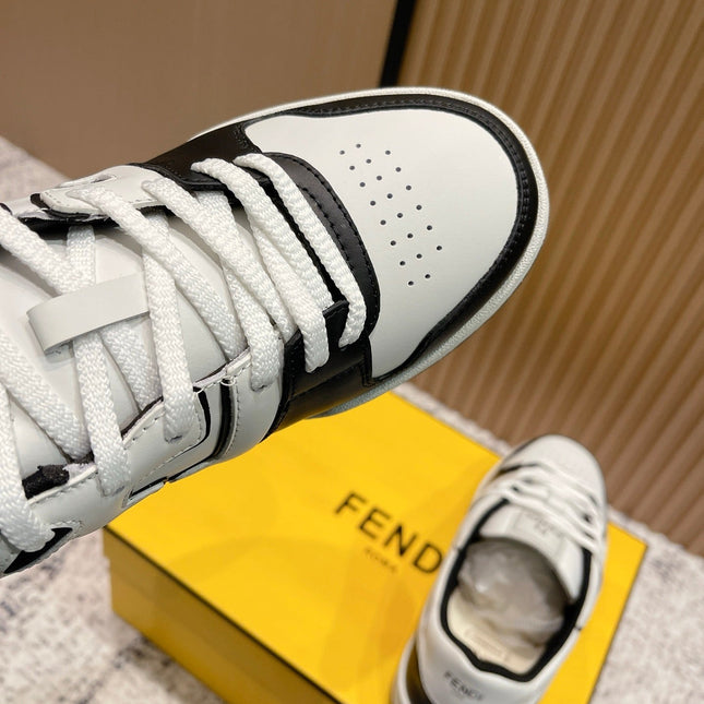 FENDI 25S MATCH SNEAKERS IN BLACK AND WHITE CALFSKIN STYLE 14