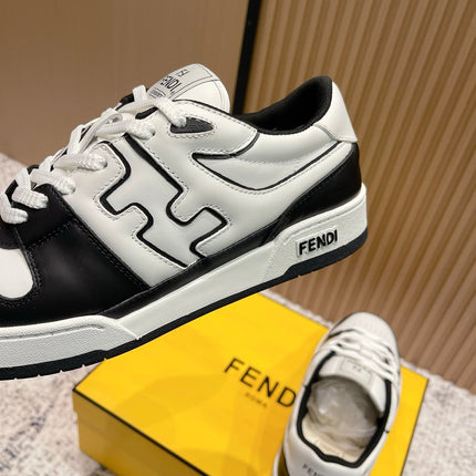 FENDI 25S MATCH SNEAKERS IN BLACK AND WHITE CALFSKIN STYLE 14