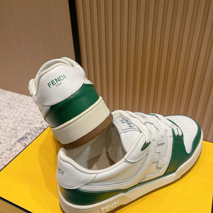 FENDI 25S MATCH SNEAKERS IN WHITE AND GREEN CALFSKIN STYLE 11