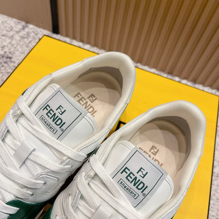 FENDI 25S MATCH SNEAKERS IN WHITE AND GREEN CALFSKIN STYLE 11