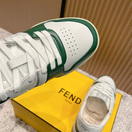 FENDI 25S MATCH SNEAKERS IN WHITE AND GREEN CALFSKIN STYLE 11