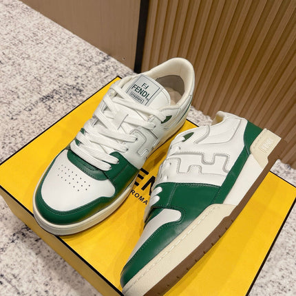 FENDI 25S MATCH SNEAKERS IN WHITE AND GREEN CALFSKIN STYLE 11