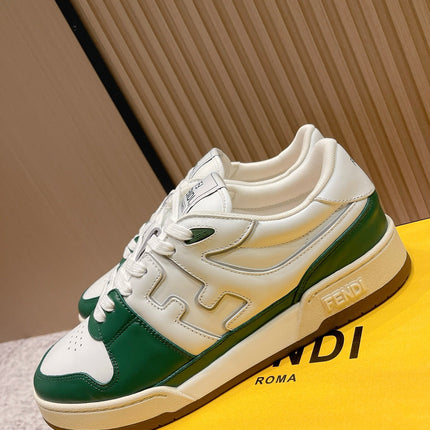 FENDI 25S MATCH SNEAKERS IN WHITE AND GREEN CALFSKIN STYLE 11
