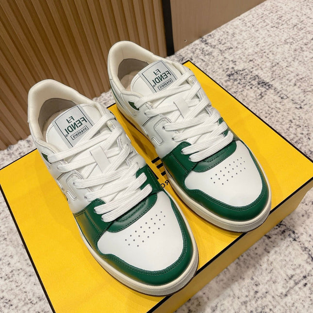 FENDI 25S MATCH SNEAKERS IN WHITE AND GREEN CALFSKIN STYLE 11