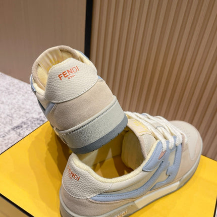 FENDI 25S MATCH SNEAKERS IN BEIGE MIX BLUE CALFSKIN AND SUEDE STYLE 10