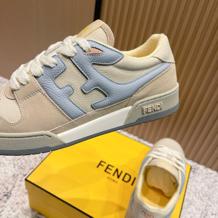 FENDI 25S MATCH SNEAKERS IN BEIGE MIX BLUE CALFSKIN AND SUEDE STYLE 10