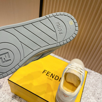 FENDI 25S MATCH SNEAKERS IN BEIGE MIX BLUE CALFSKIN AND SUEDE STYLE 10