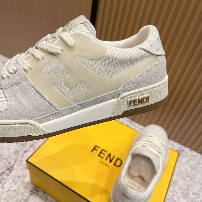FENDI 25S MATCH SNEAKERS IN BEIGE FABRIC AND SUEDE STYLE 6