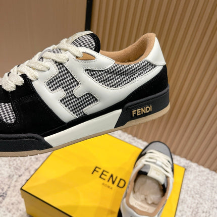 FENDI 25S MATCH SNEAKERS IN BLACK SUEDE MIX WHITE CALFSKIN STYLE 4