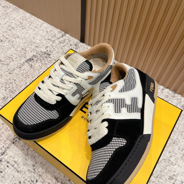 FENDI 25S MATCH SNEAKERS IN BLACK SUEDE MIX WHITE CALFSKIN STYLE 4
