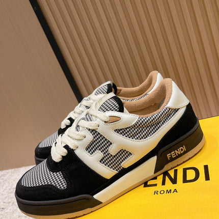 FENDI 25S MATCH SNEAKERS IN BLACK SUEDE MIX WHITE CALFSKIN STYLE 4
