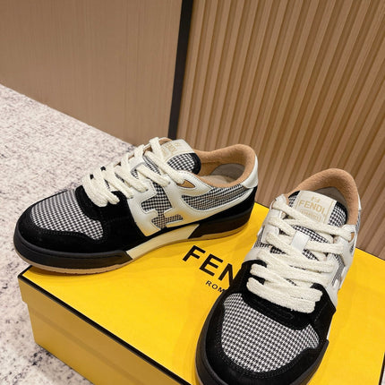 FENDI 25S MATCH SNEAKERS IN BLACK SUEDE MIX WHITE CALFSKIN STYLE 4