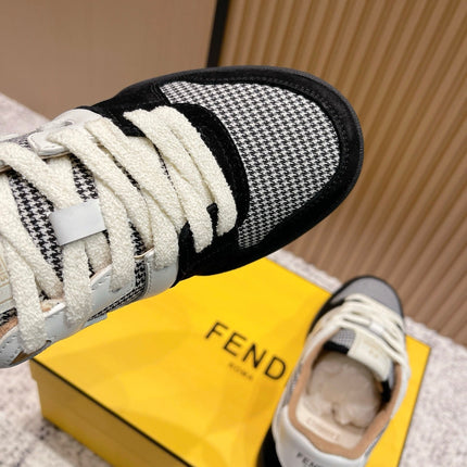 FENDI 25S MATCH SNEAKERS IN BLACK SUEDE MIX WHITE CALFSKIN STYLE 4