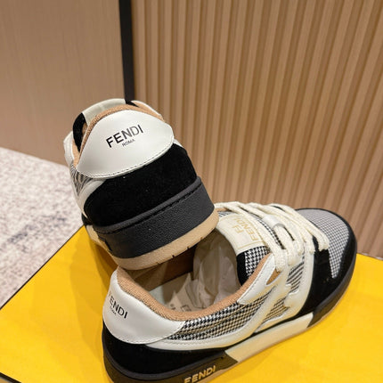 FENDI 25S MATCH SNEAKERS IN BLACK SUEDE MIX WHITE CALFSKIN STYLE 4