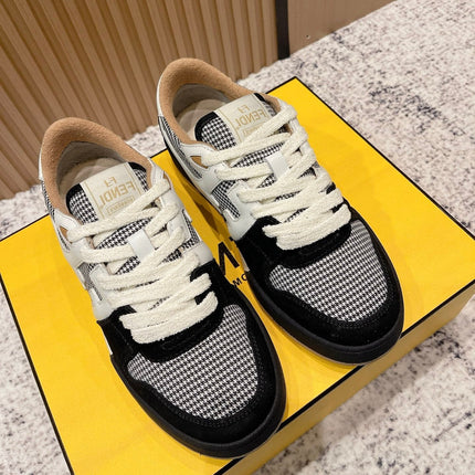 FENDI 25S MATCH SNEAKERS IN BLACK SUEDE MIX WHITE CALFSKIN STYLE 4