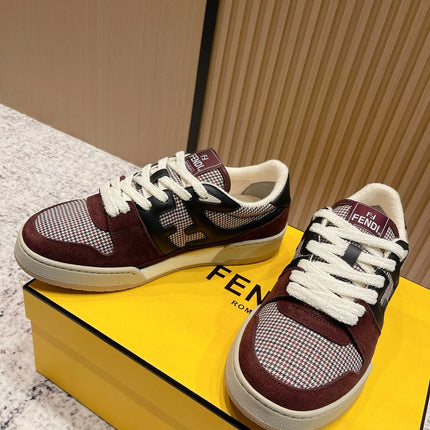 FENDI 25S MATCH SNEAKERS IN RED SUEDE MIX BLACK CALFSKIN STYLE 3