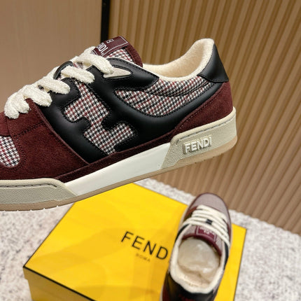 FENDI 25S MATCH SNEAKERS IN RED SUEDE MIX BLACK CALFSKIN STYLE 3