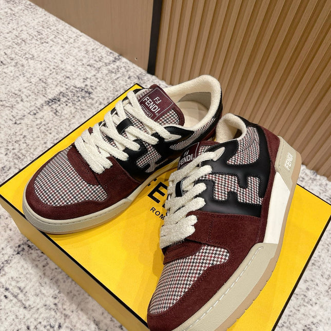FENDI 25S MATCH SNEAKERS IN RED SUEDE MIX BLACK CALFSKIN STYLE 3