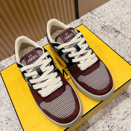 FENDI 25S MATCH SNEAKERS IN RED SUEDE MIX BLACK CALFSKIN STYLE 3