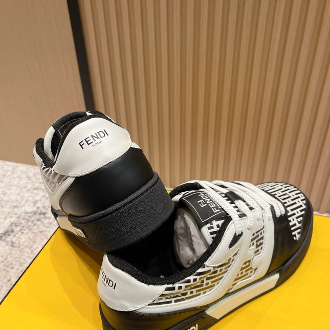 FENDI 25S MATCH SNEAKERS IN WHITE MIX BLACK CALFSKIN STYLE 2
