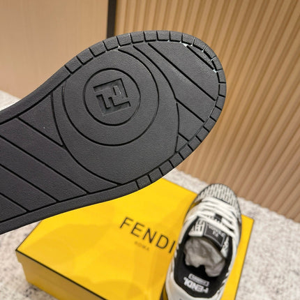 FENDI 25S MATCH SNEAKERS IN WHITE MIX BLACK CALFSKIN STYLE 2