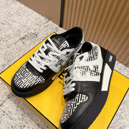 FENDI 25S MATCH SNEAKERS IN WHITE MIX BLACK CALFSKIN STYLE 2