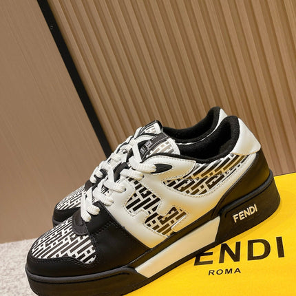 FENDI 25S MATCH SNEAKERS IN WHITE MIX BLACK CALFSKIN STYLE 2