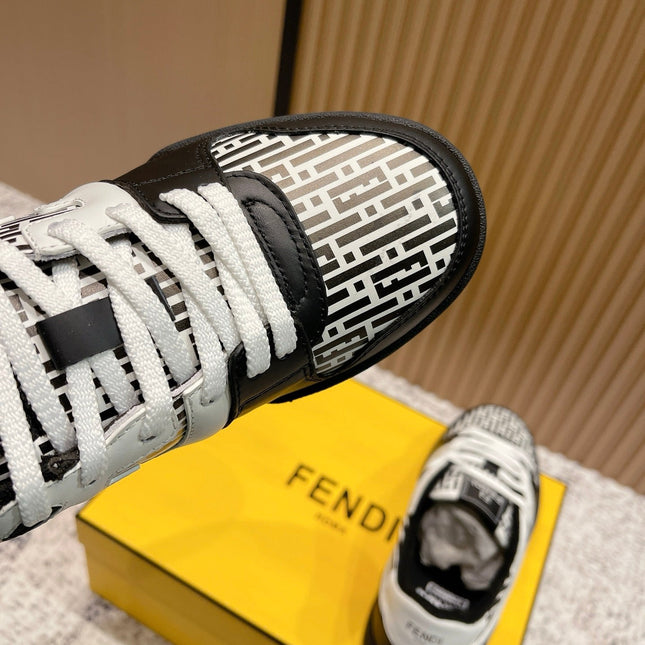 FENDI 25S MATCH SNEAKERS IN WHITE MIX BLACK CALFSKIN STYLE 2