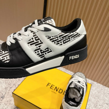 FENDI 25S MATCH SNEAKERS IN WHITE MIX BLACK CALFSKIN STYLE 2