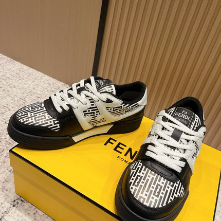 FENDI 25S MATCH SNEAKERS IN WHITE MIX BLACK CALFSKIN STYLE 2