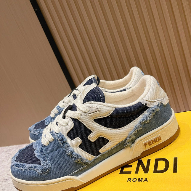 FENDI 25S MATCH SNEAKERS IN BLUE DENIM STYLE 1