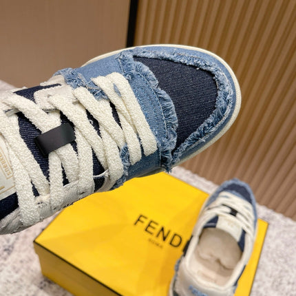 FENDI 25S MATCH SNEAKERS IN BLUE DENIM STYLE 1