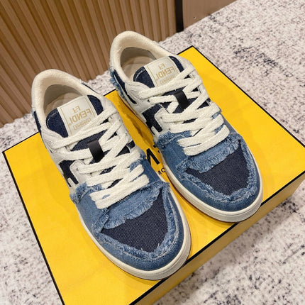 FENDI 25S MATCH SNEAKERS IN BLUE DENIM STYLE 1
