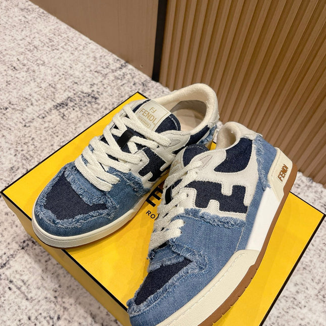 FENDI 25S MATCH SNEAKERS IN BLUE DENIM STYLE 1