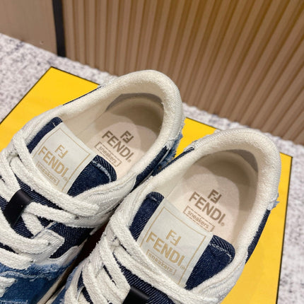 FENDI 25S MATCH SNEAKERS IN BLUE DENIM STYLE 1