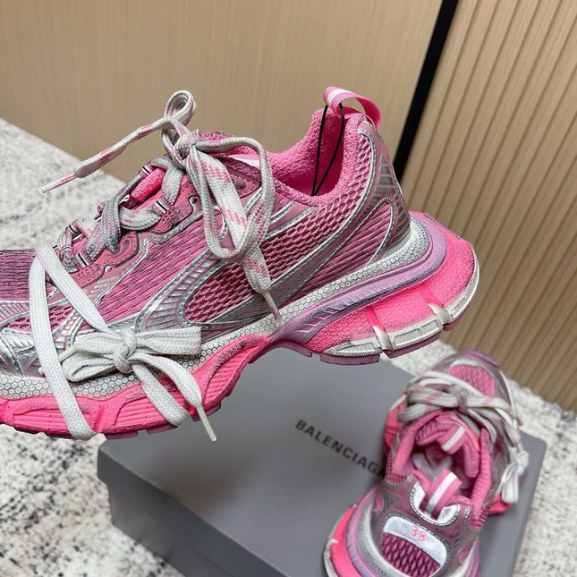 BALENCIAGA 25S 3XL SNEAKERS IN PINK MESH MIX GREY PU LEATHER