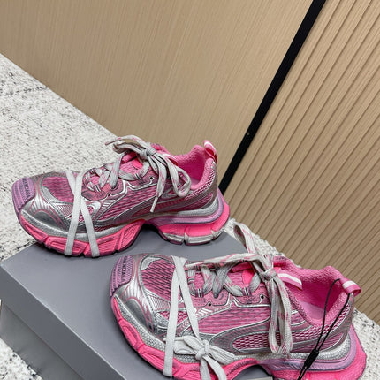 BALENCIAGA 25S 3XL SNEAKERS IN PINK MESH MIX GREY PU LEATHER