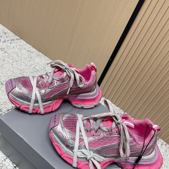 BALENCIAGA 25S 3XL SNEAKERS IN PINK MESH MIX GREY PU LEATHER