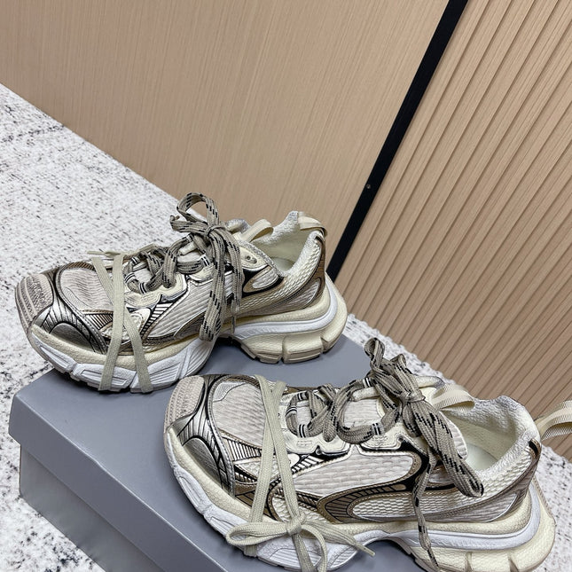 BALENCIAGA 25S 3XL SNEAKERS IN TAUPE GRAY MIX BLACK PU LEATHER