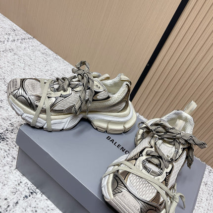 BALENCIAGA 25S 3XL SNEAKERS IN TAUPE GRAY MIX BLACK PU LEATHER
