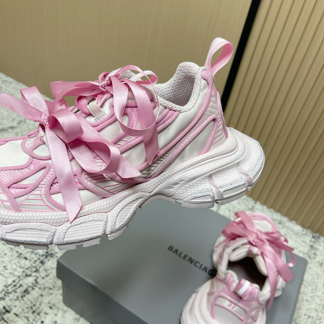 BALENCIAGA 25S 3XL SNEAKERS IN CREAM WHITE MIX PINK PU LEATHER