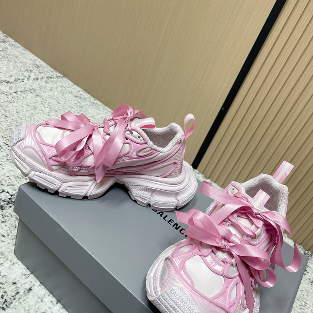 BALENCIAGA 25S 3XL SNEAKERS IN CREAM WHITE MIX PINK PU LEATHER