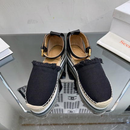 SEE BY ESPADRILLES SANDAL IN BLACK FABRIC AND CALFSKIN