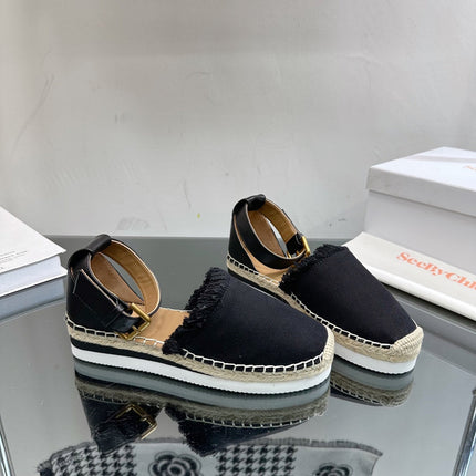 SEE BY ESPADRILLES SANDAL IN BLACK FABRIC AND CALFSKIN